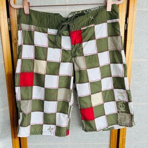 Hurley Juniors Size 3 Checkered Boardshorts Green White‎ Pink  18"